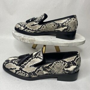 PONS QUINTANA Women Size 40 Spain Leather Omega Python Print Tassel Mocassin
